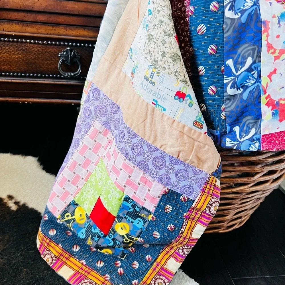 40”x27 Homemade Quilted Throw ,picnic quilt.